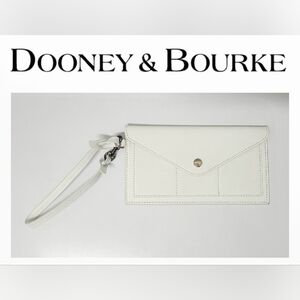 Dooney & Bourke Ashby Off White Saffiano Leather Envelope Pouch Wristlet